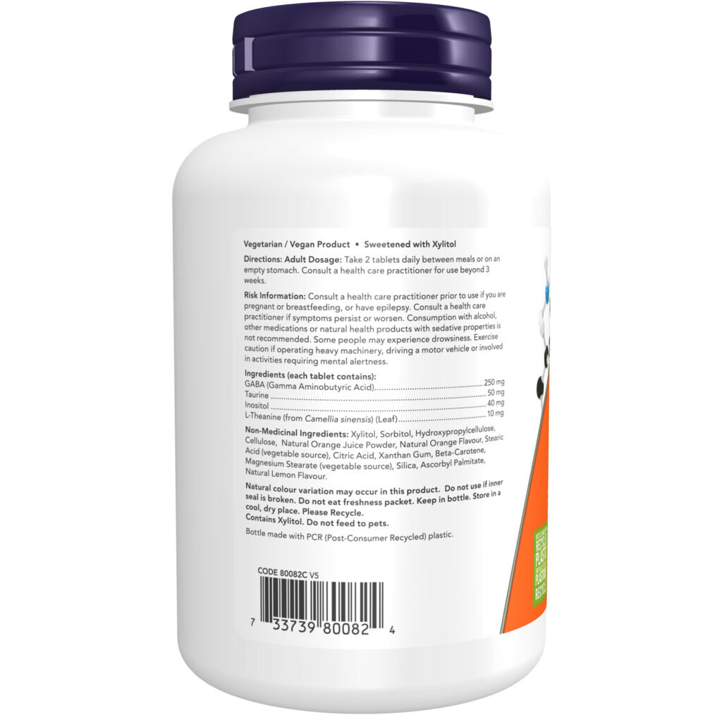 GABA Chewable 250 mg Tablets - Now Foods Canada