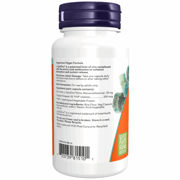 Capsules végétales contenant 30 mg de monométhionine de zinc L-OptiZincᴹᴰ – Image 3