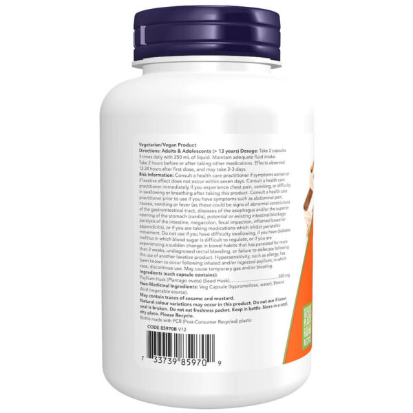 Psyllium Husk 500 mg Veg Capsules - Image 3
