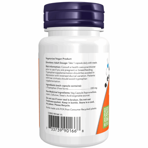 L-Tryptophan 220 mg Veg Capsules - Image 2
