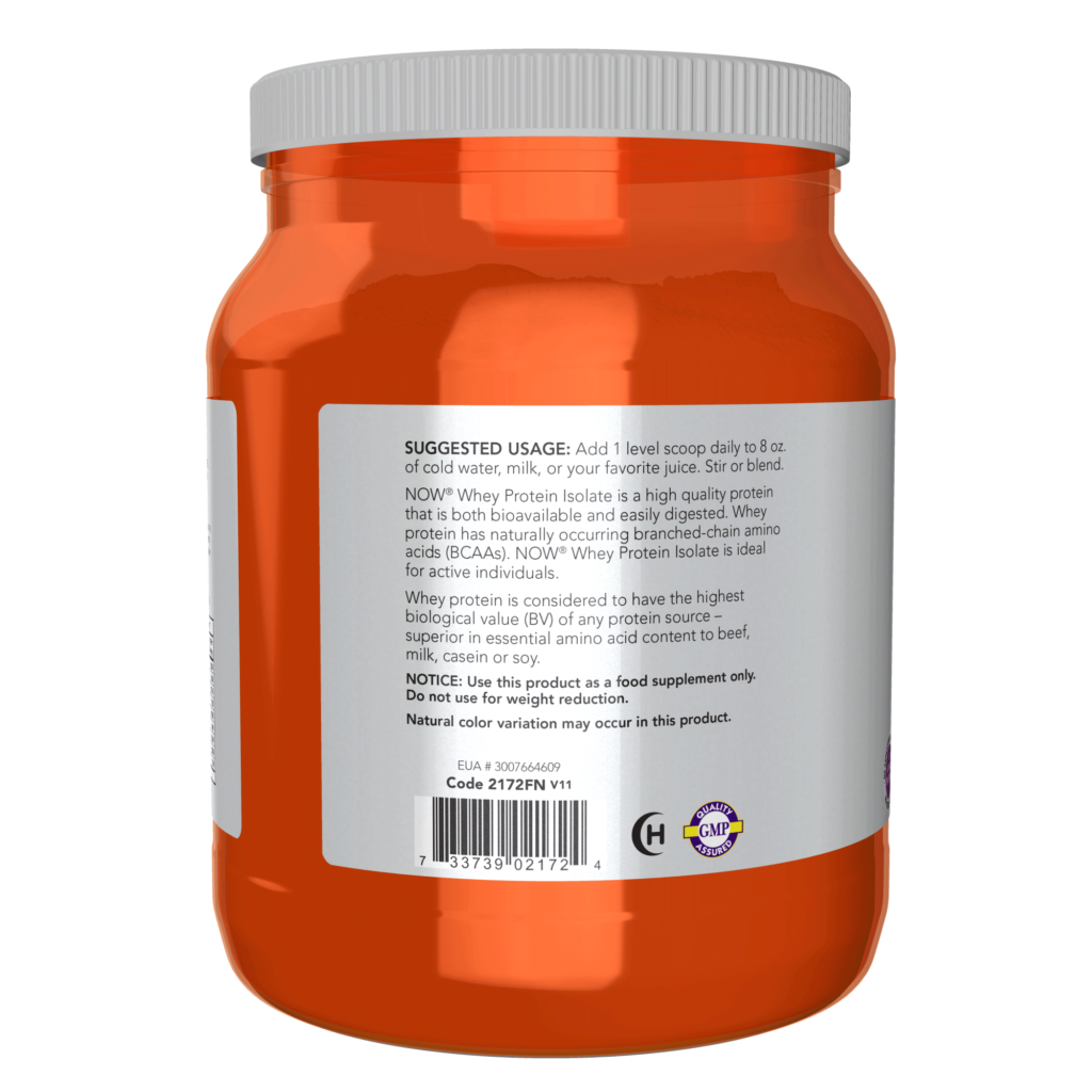 Whey Protein Isolate Unflavoured Now Foods Canada