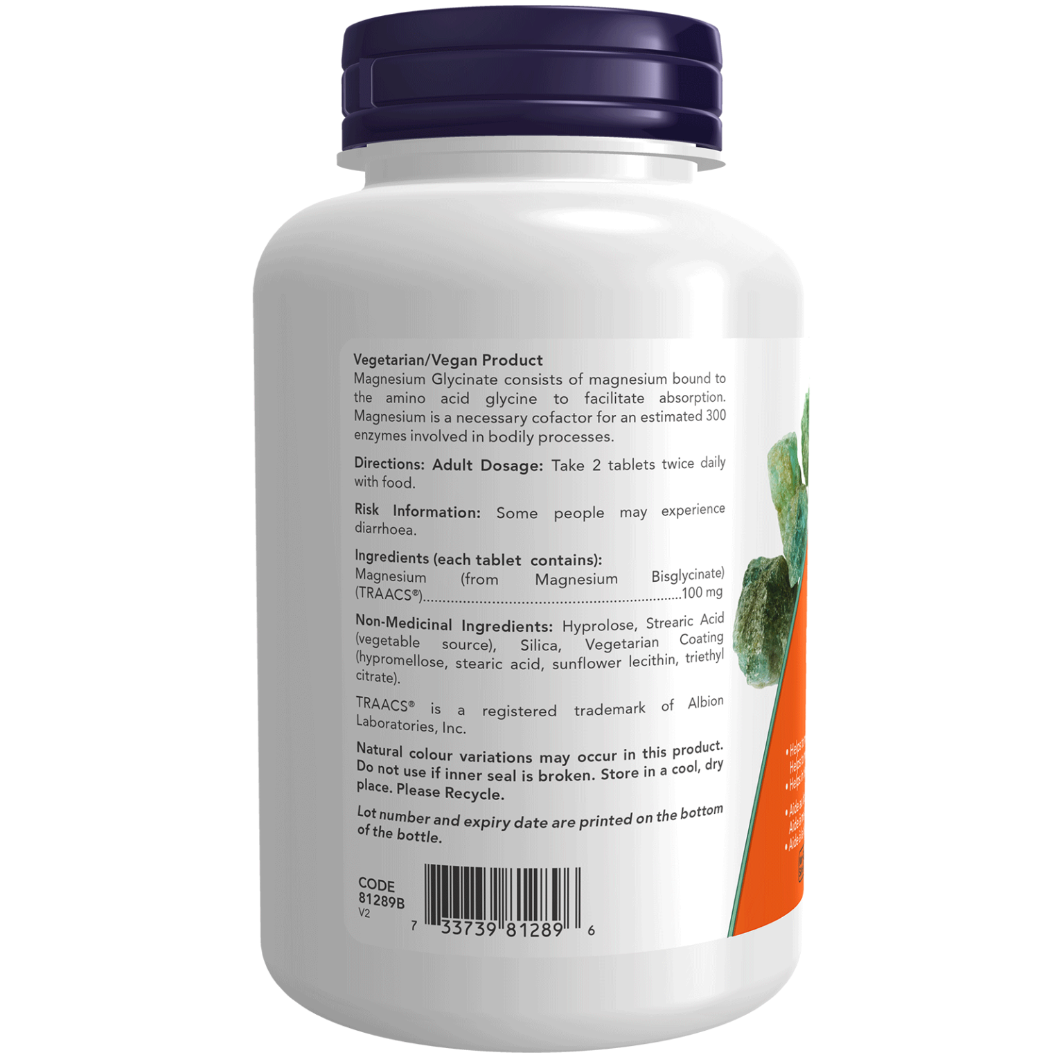 Magnesium Bisglycinate 100mg Tablets - Now Foods Canada