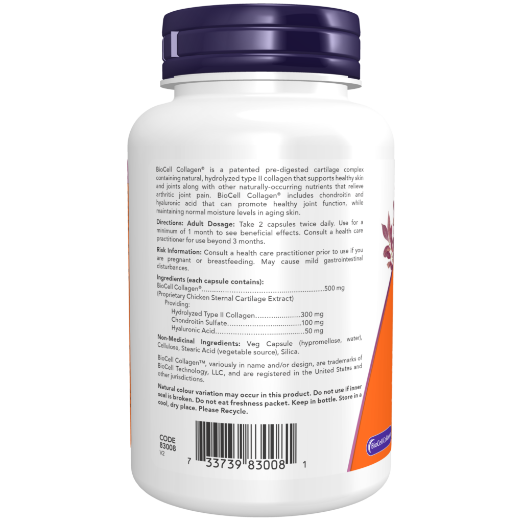 BioCell Collagen® Type II 500mg Veg caps Now Foods Canada