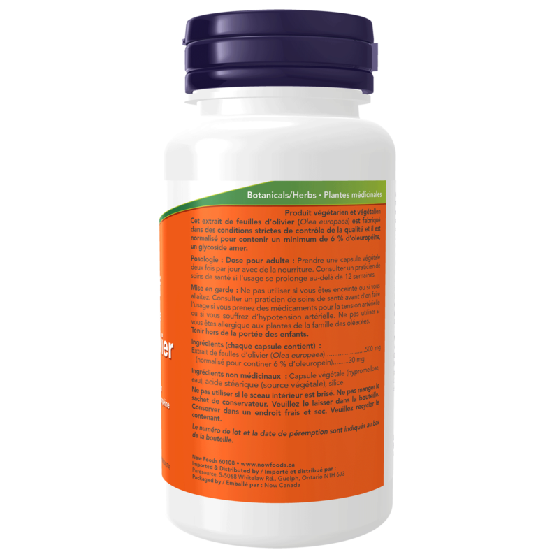 Olive Leaf Extract 500 mg Veg Capsules Now Foods Canada