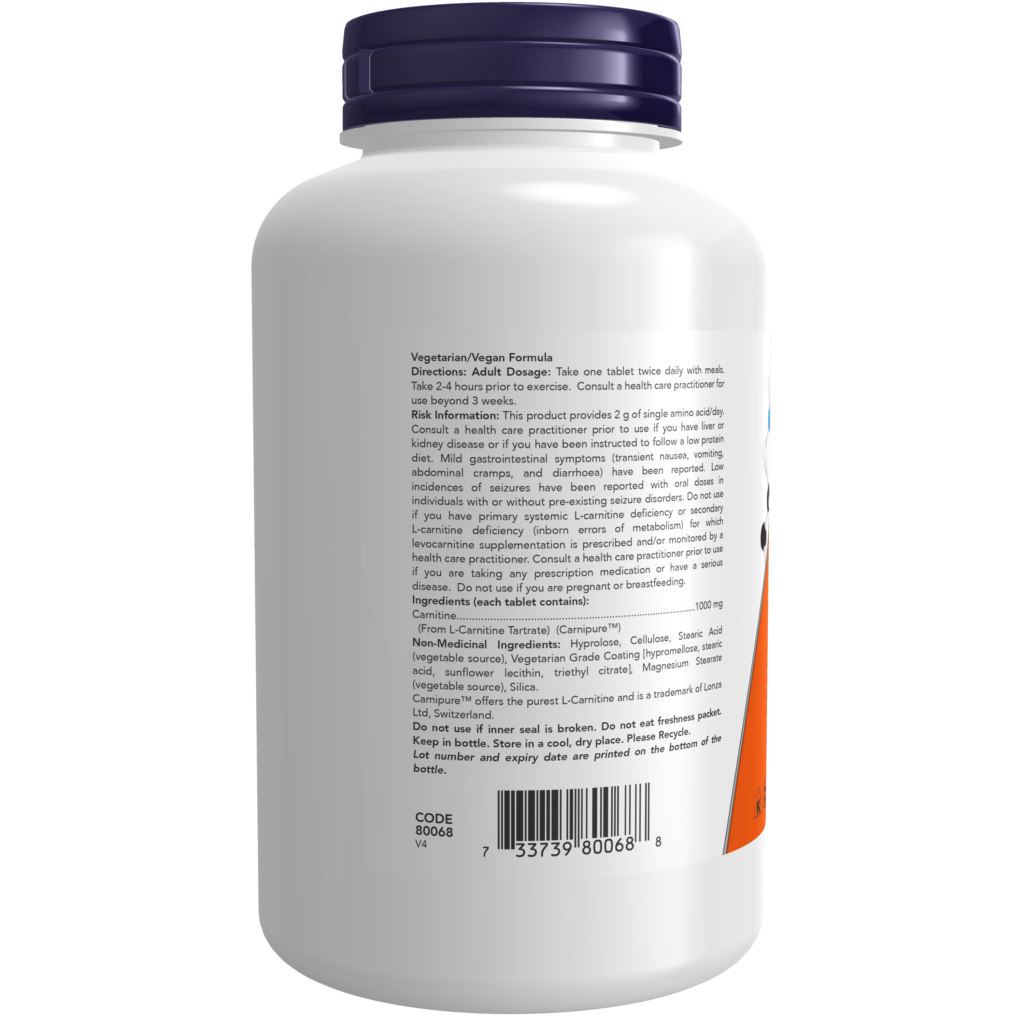 LCarnitine 1,000 mg Tablets Now Foods Canada