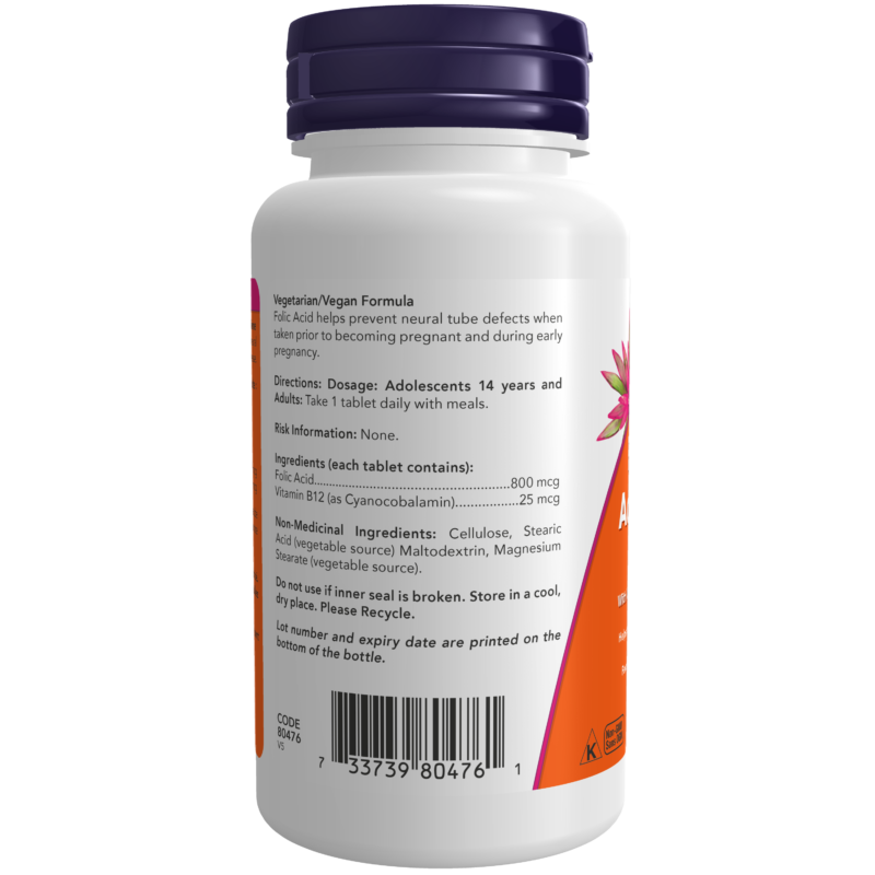 Folic Acid 800 Mcg Tablets Now Foods Canada