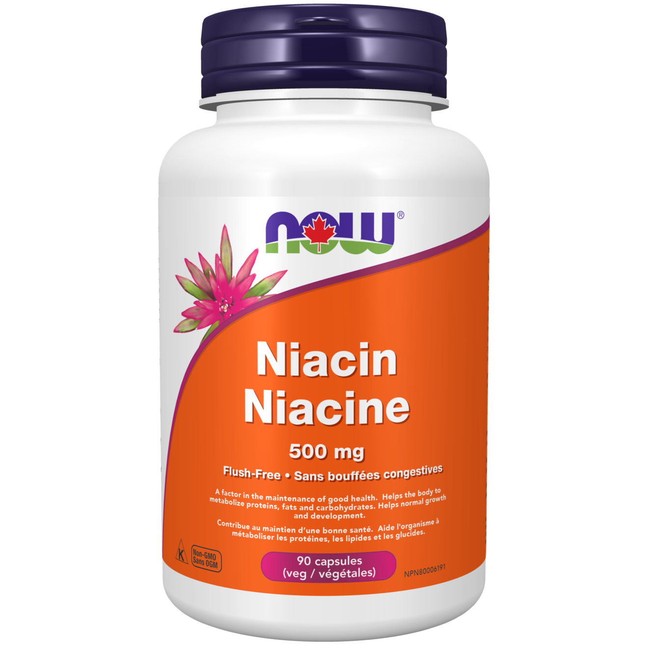 Niacin 500mg 90 Veg Capsule, Flush Free - Now Foods Canada