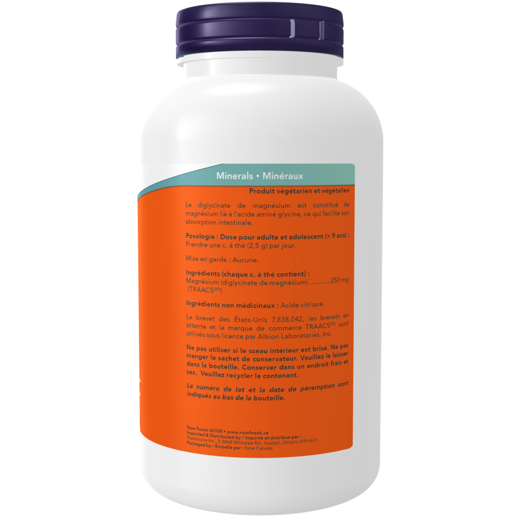 Magnesium Bisglycinate Powder Now Foods Canada