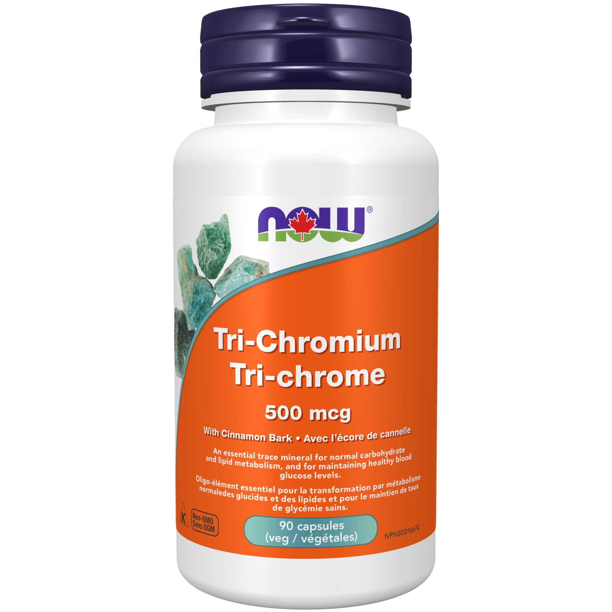 TriChromium 500 mcg with Cinnamon Bark Veg Capsules Now Foods Canada