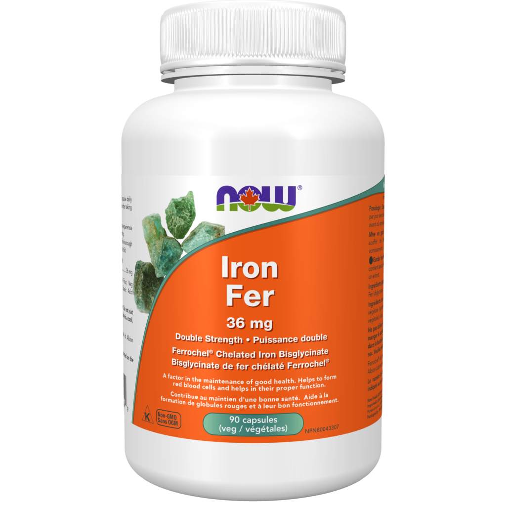 Iron Bisglycinate 36 mg Veg Capsules Now Foods Canada