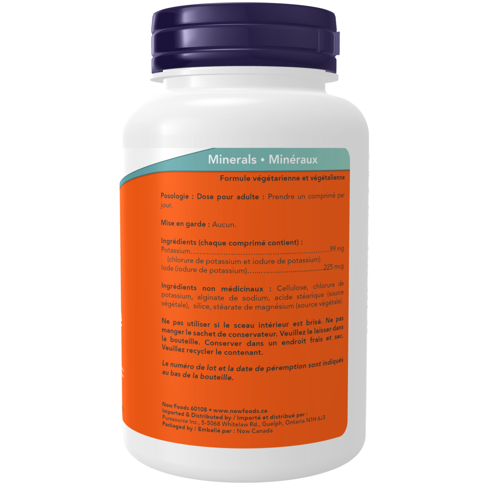 Potassium plus Iodine 225 mcg Tablets Now Foods Canada