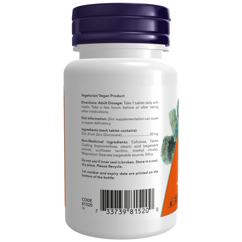 Zinc Gluconate 50 mg Tablets Now Foods Canada