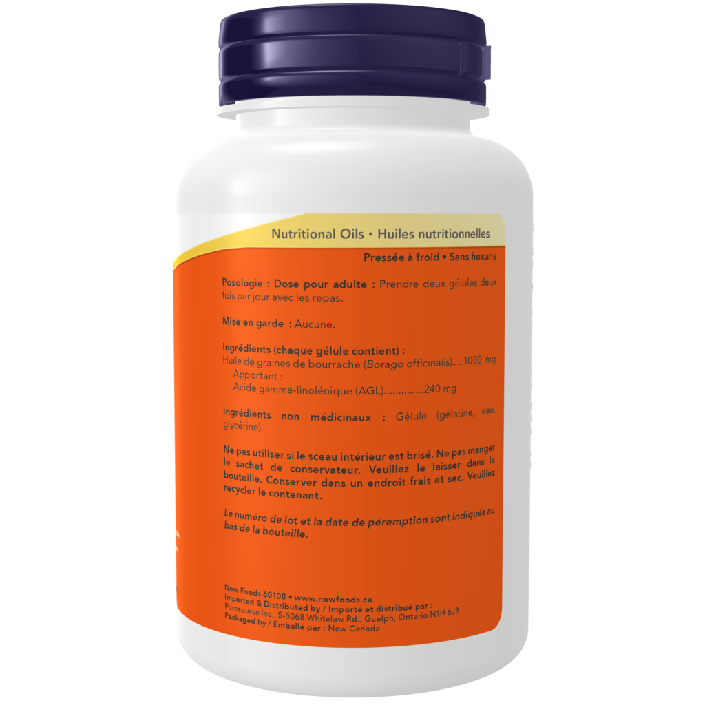 Borage Oil 1,000 mg Softgels Now Foods Canada