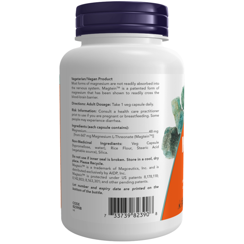 Magtein™ Magnesium LThreonate Veg Capsules Now Foods Canada