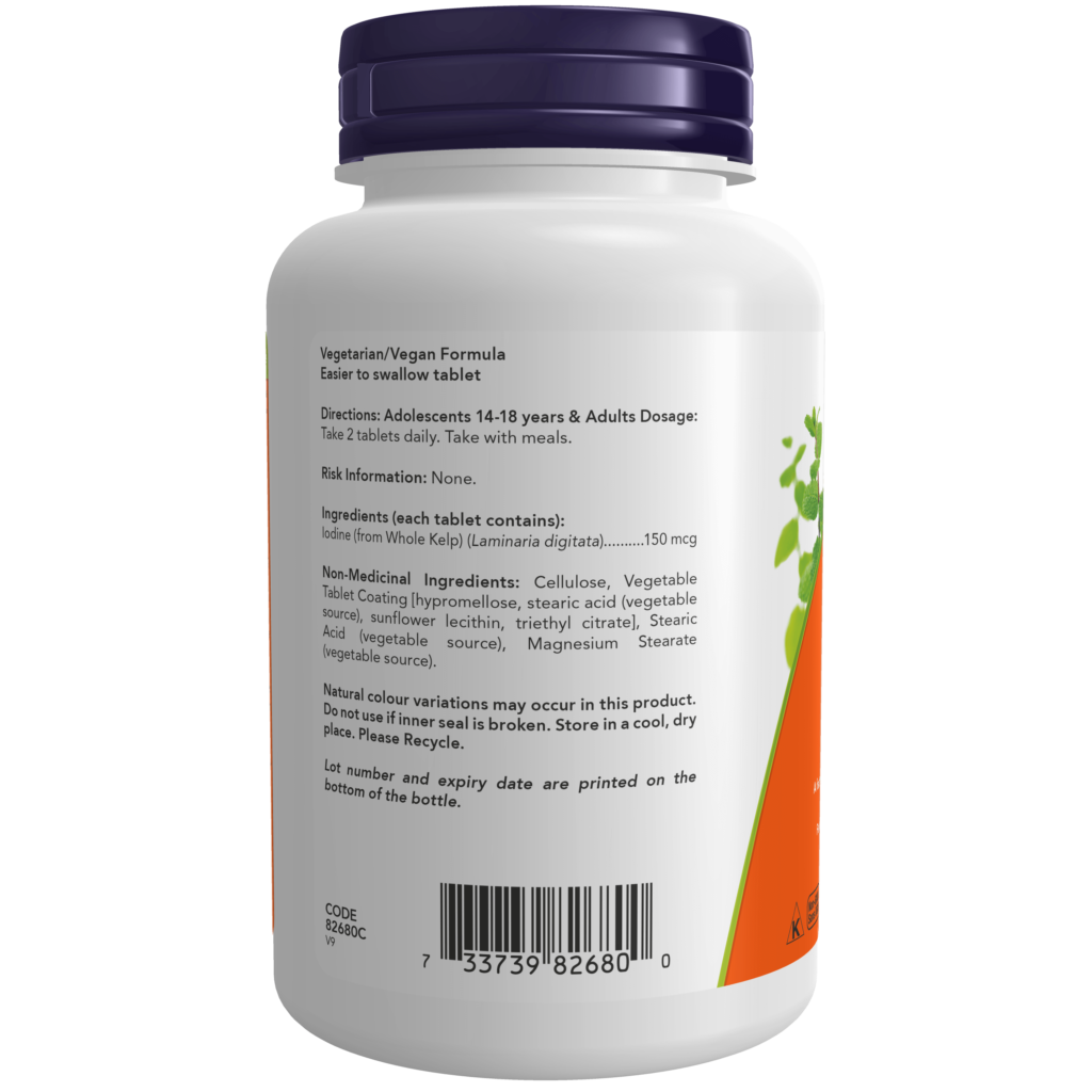 Kelp 150 mcg Iodine Tablets Now Foods Canada