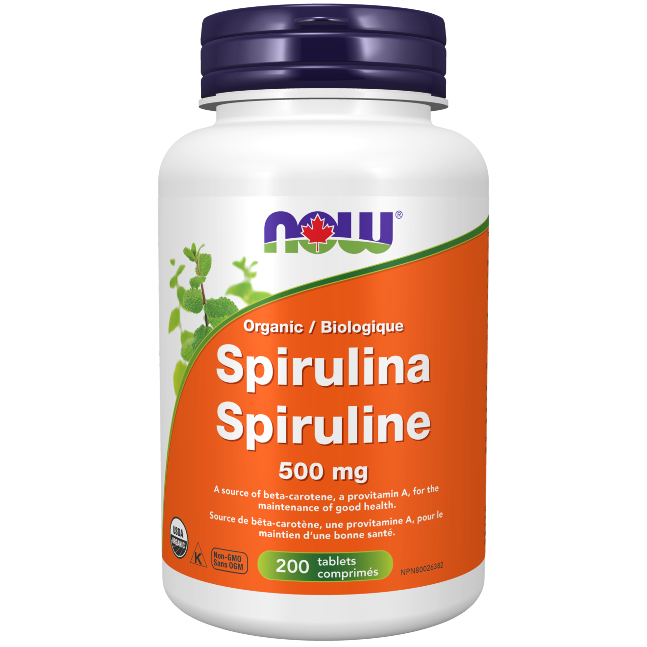 Organic Spirulina 500 mg Tablets Now Foods Canada
