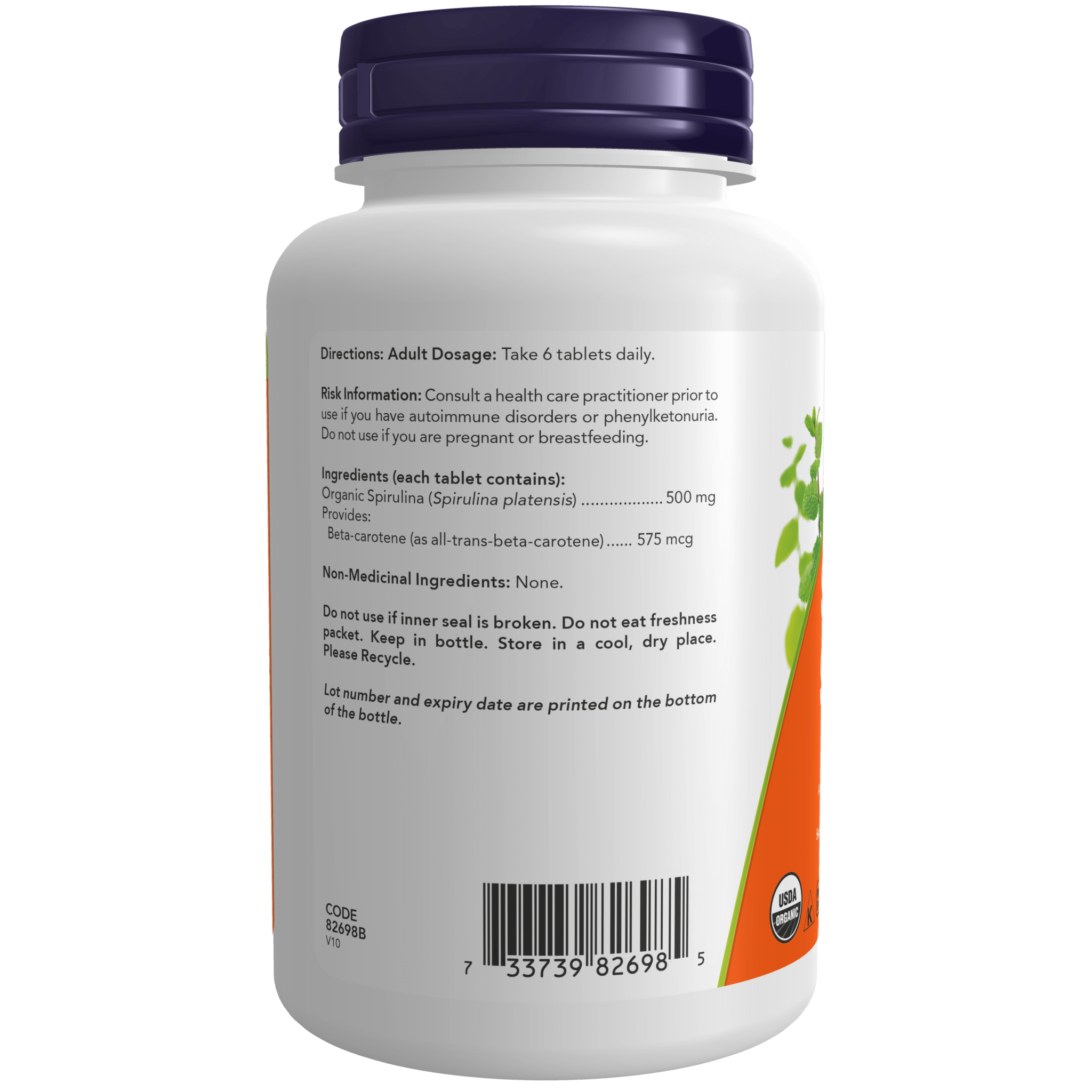 Organic Spirulina 500 Mg Tablets Now Foods Canada 0503