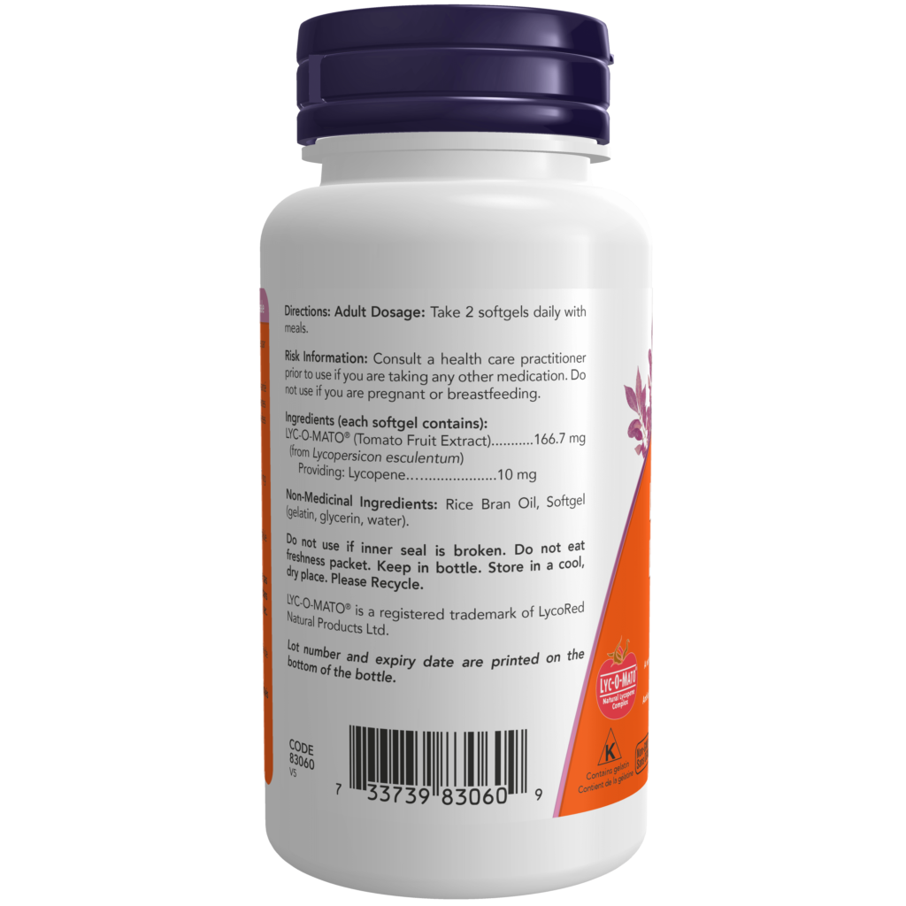 Lycopene 10 mg Softgels Now Foods Canada
