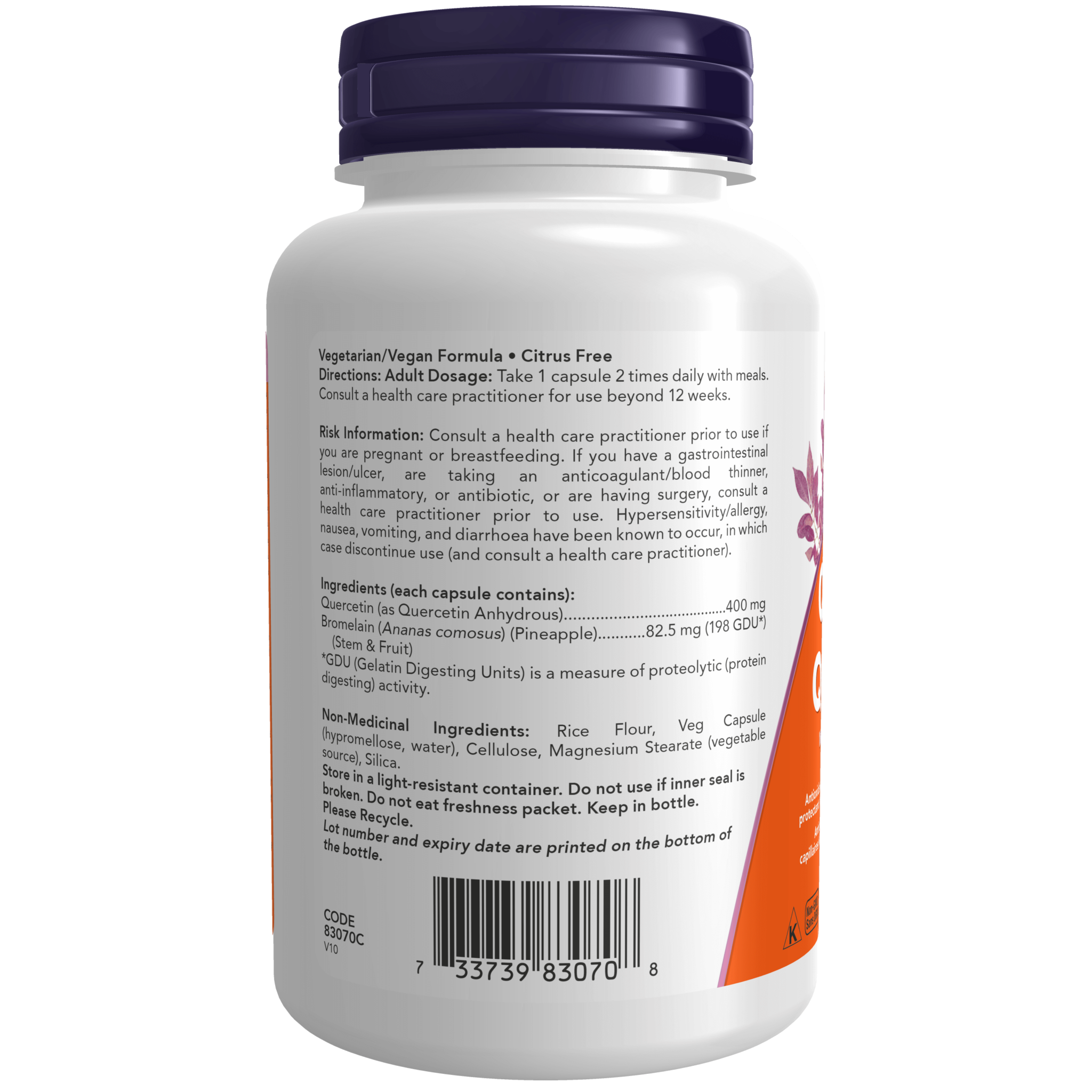 Quercetin with Bromelain Veg Capsules Now Foods Canada