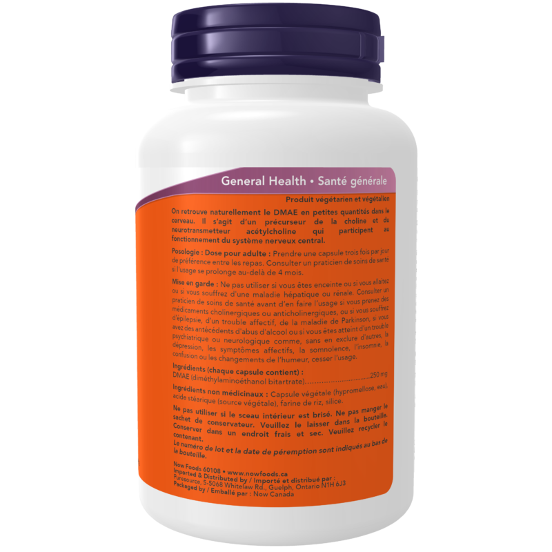DMAE 250 mg Veg Capsules Now Foods Canada