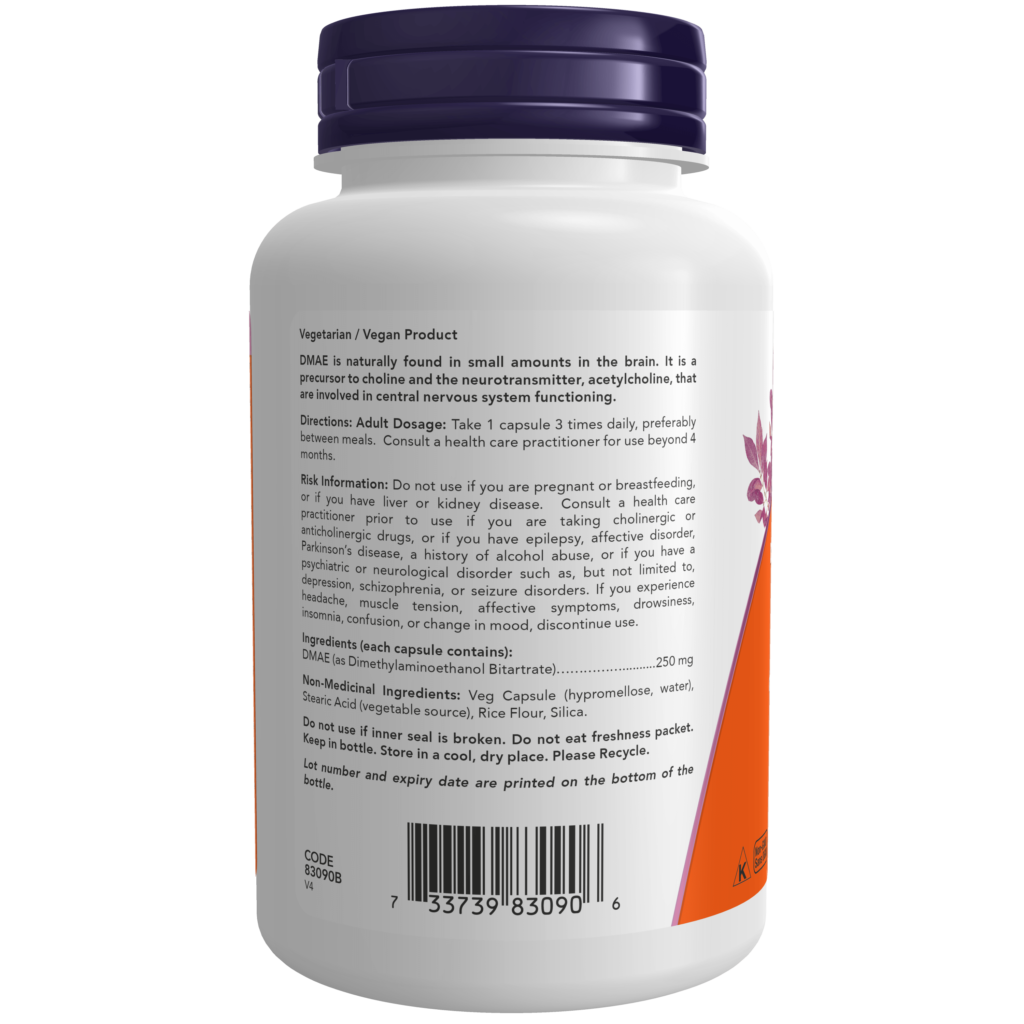 DMAE 250 mg Veg Capsules Now Foods Canada