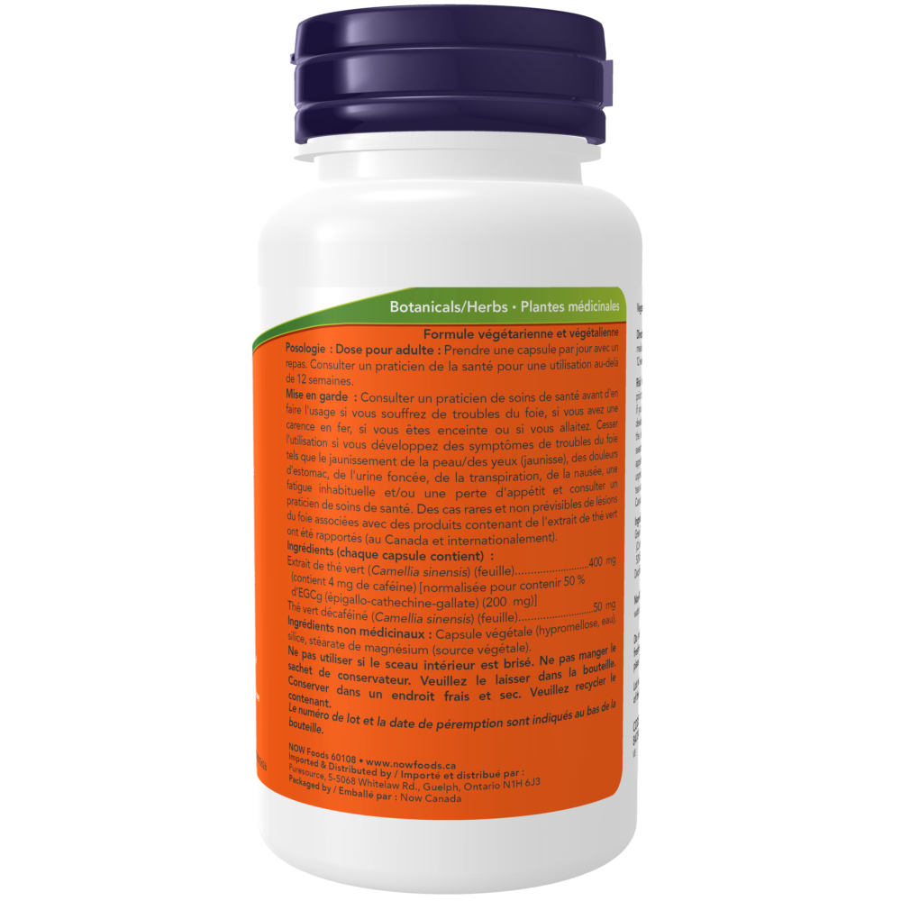 EGCg Green Tea Extract 400 mg (EGCg 200 mg) Veg Capsules - Now Foods Canada