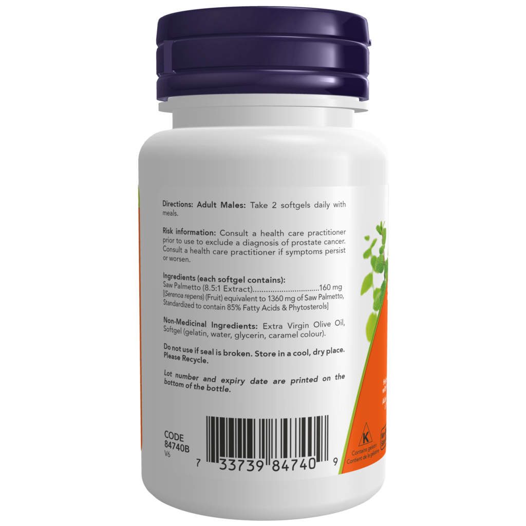 Saw Palmetto Extract 160 mg Softgels - Now Foods Canada