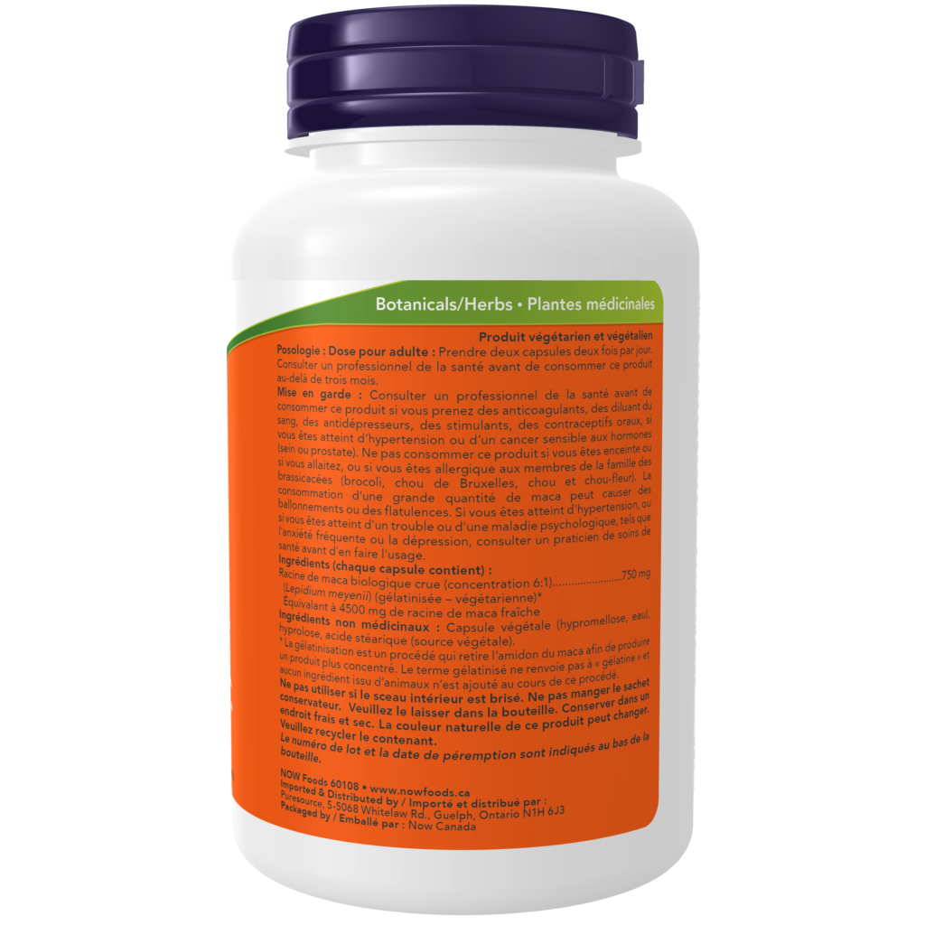Maca Extract 750 mg, Organic Veg Capsules Now Foods Canada