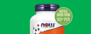 NOW Supplement Bottles Made from 100% PCR (Post Consumer Recycled) Resin